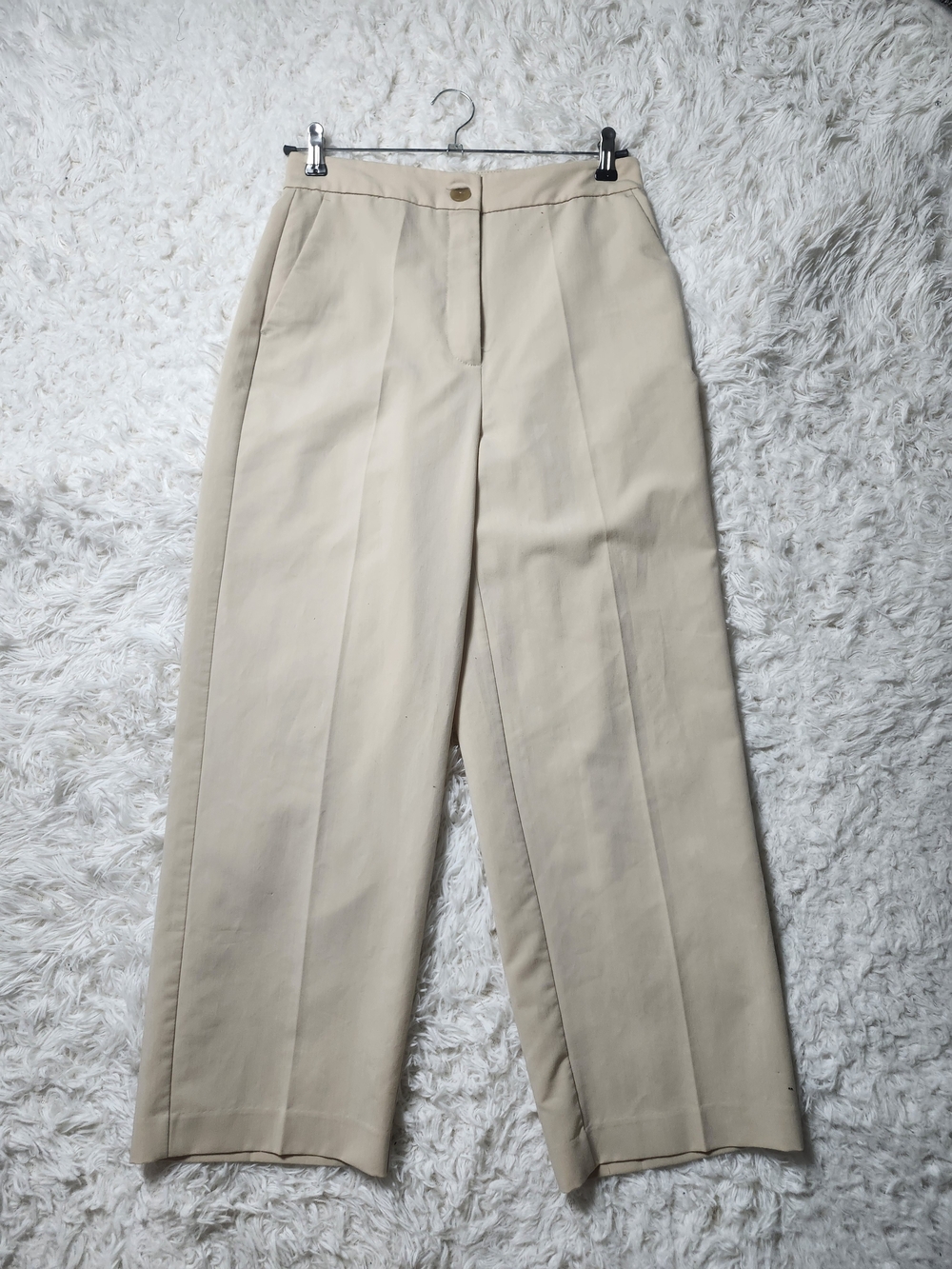 Like New Mango High Waisted Straight-Leg Trousers in Light Cream Size 4
